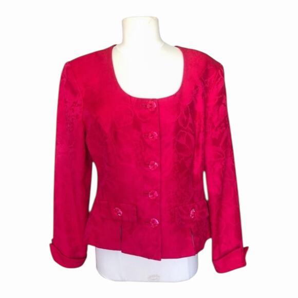 Vintage 1960’s Timeless by Howard Wolf Pink Red Two Piece Jacket Skirt Suit Sz 8 - Picture 4 of 14